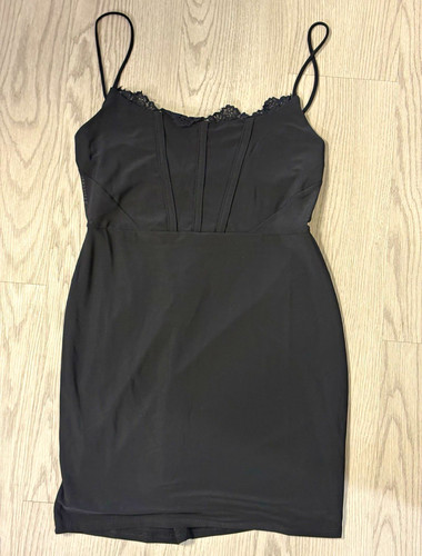 Fashion nova black lace trim - black,