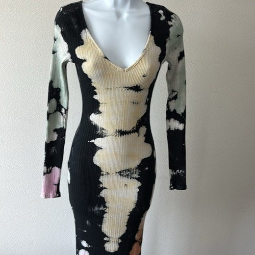 Ribbed tie dye dress bodycon - ribbed, tie-dye